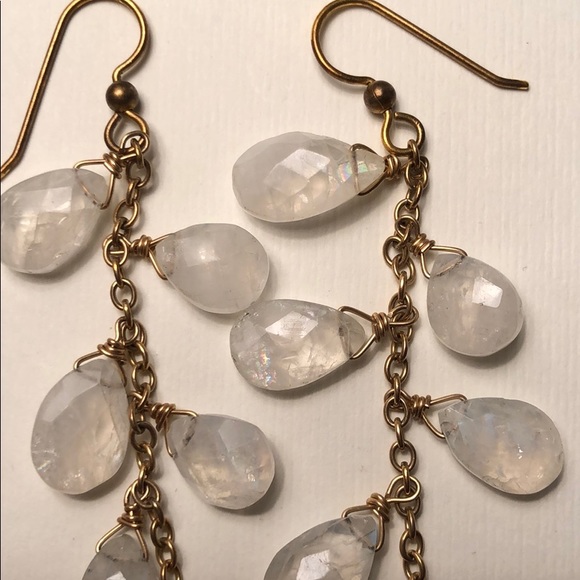Moonstone gold filled beaded earrings - Picture 4 of 8